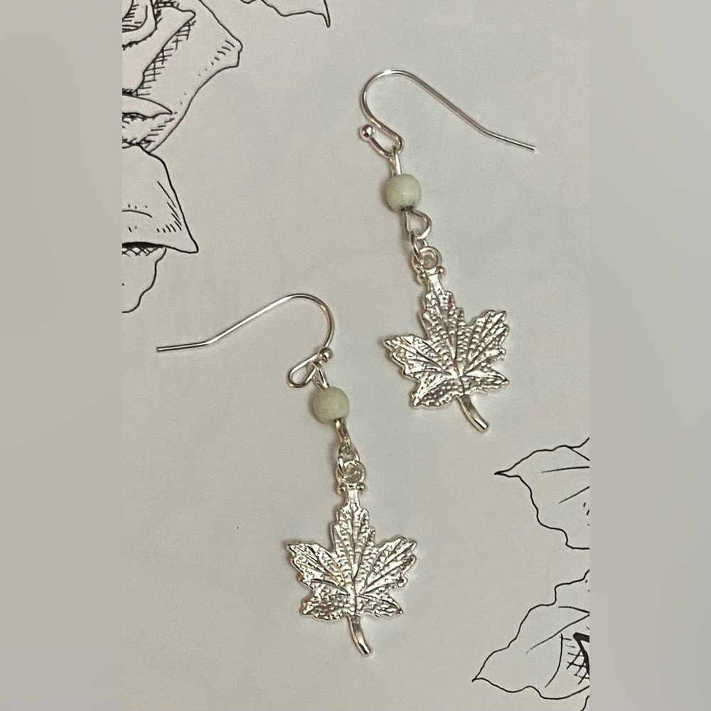 NEW Maple Leaf earrings with Agate crystals